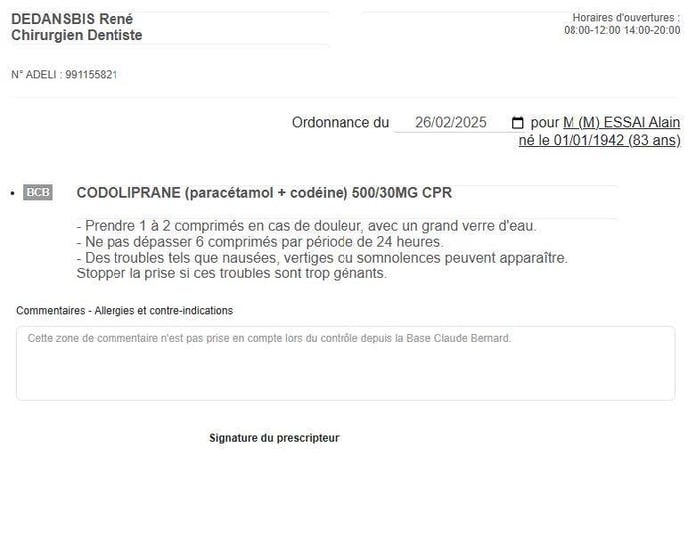 Comment éditer une ordonnance sécurisée dans Weclever_3